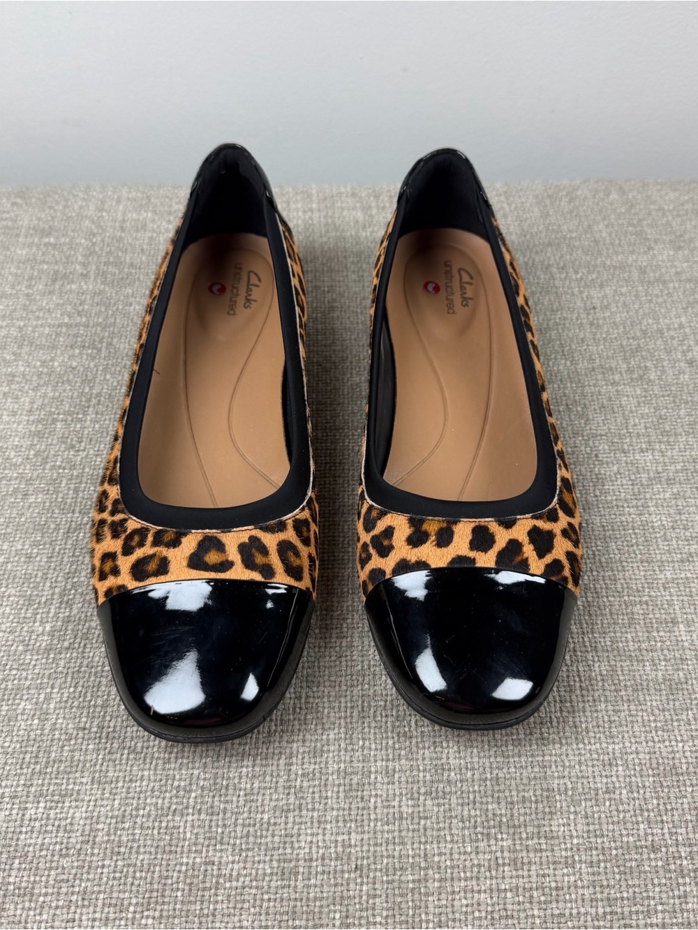 Clarks Un Darcey Cap 26155011 Womens Brown Leather Ballet Flats Shoes Leopard 8